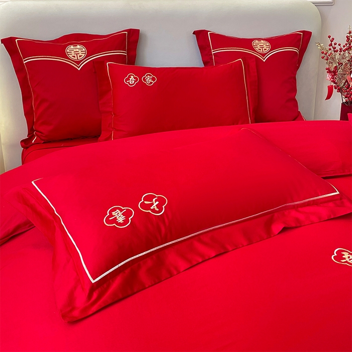 91家纺网 家纺一手货源 找家纺 洽想家 2025新款全棉新中式刺绣婚庆四件套多件套（控价销售最低不低于288元） 吾家大喜