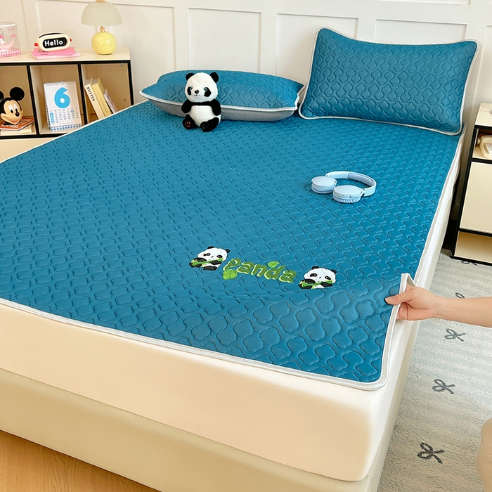 缦纱 2025新款凉感丝加厚凉席夏季冰丝凉席 深海蓝