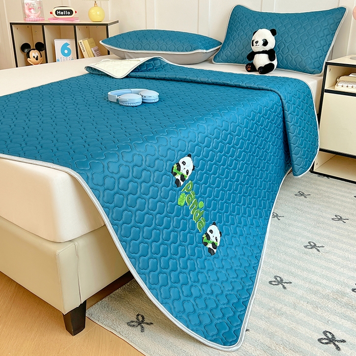 91家纺网 家纺一手货源 找家纺 缦纱 2025新款凉感丝加厚凉席夏季冰丝凉席 深海蓝