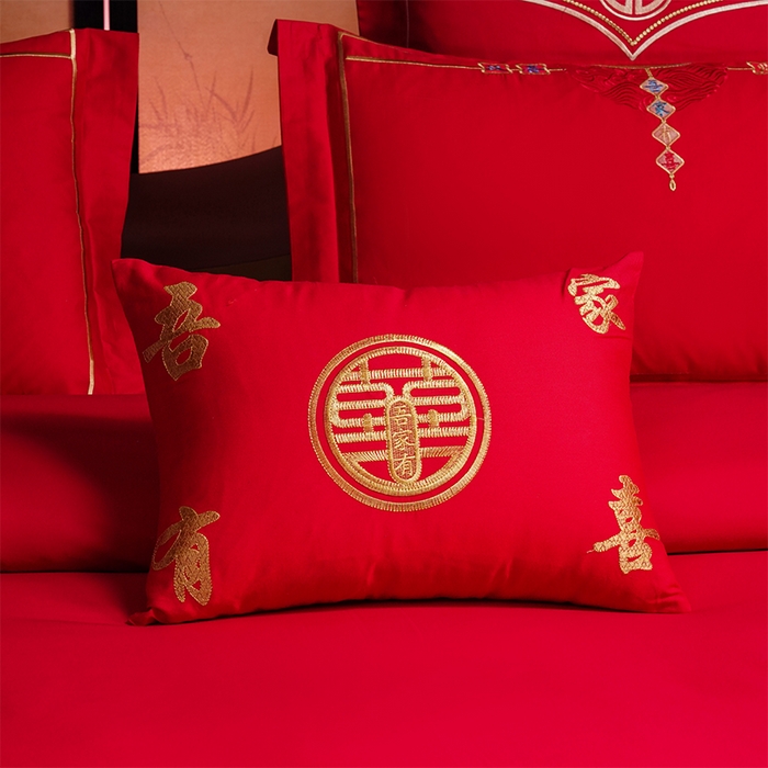91家纺网 家纺一手货源 找家纺 洽想家 2025新款全棉新中式刺绣婚庆四件套多件套（控价销售最低不低于288元） 喜愿成真