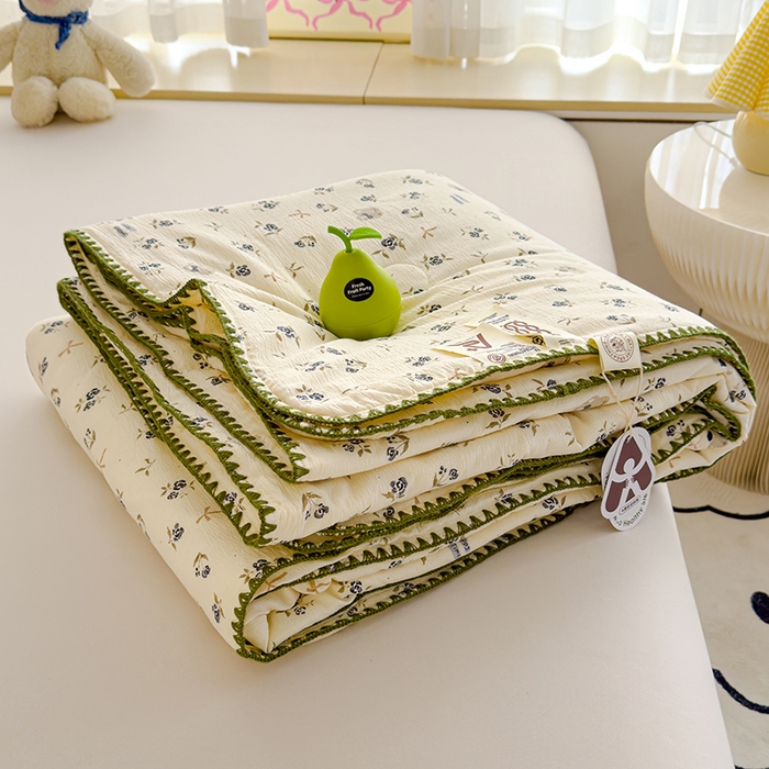 星巴k家纺 2025新款贝壳绣三角针花边工艺款贝壳边夏被夏凉被空调被四件套【可提供买家秀】 风铃小熊