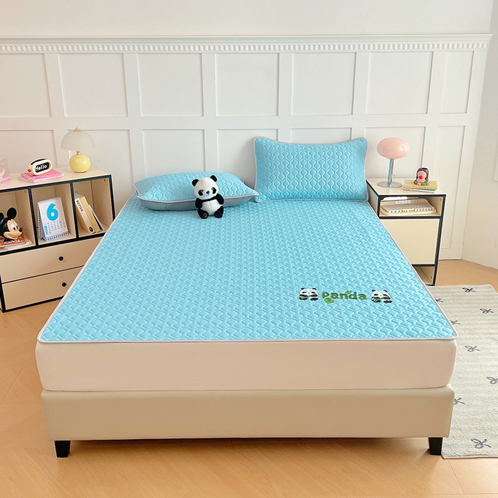 91家纺网 家纺一手货源 找家纺 缦纱 2025新款凉感丝加厚凉席夏季冰丝凉席 天空蓝