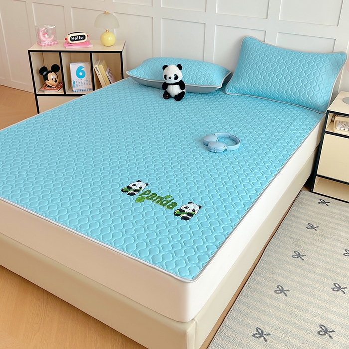 91家纺网 家纺一手货源 找家纺 缦纱 2025新款凉感丝加厚凉席夏季冰丝凉席 天空蓝