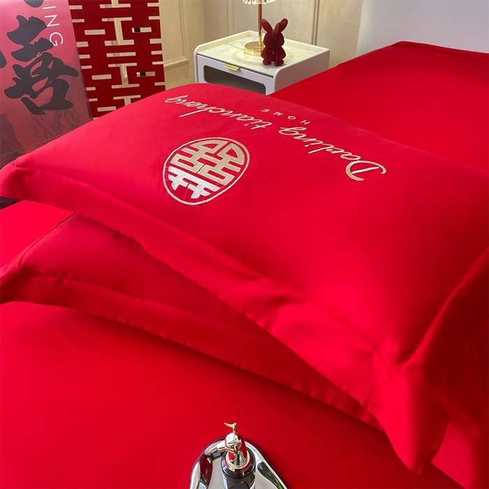 91家纺网 家纺一手货源 找家纺 洽想家 2025新款全棉新中式刺绣婚庆四件套多件套（控价销售最低不低于288元） 相爱一生