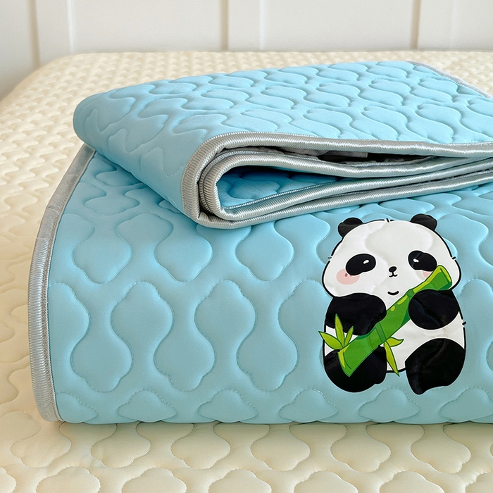 91家纺网 家纺一手货源 找家纺 缦纱 2025新款凉感丝加厚凉席夏季冰丝凉席 天空蓝