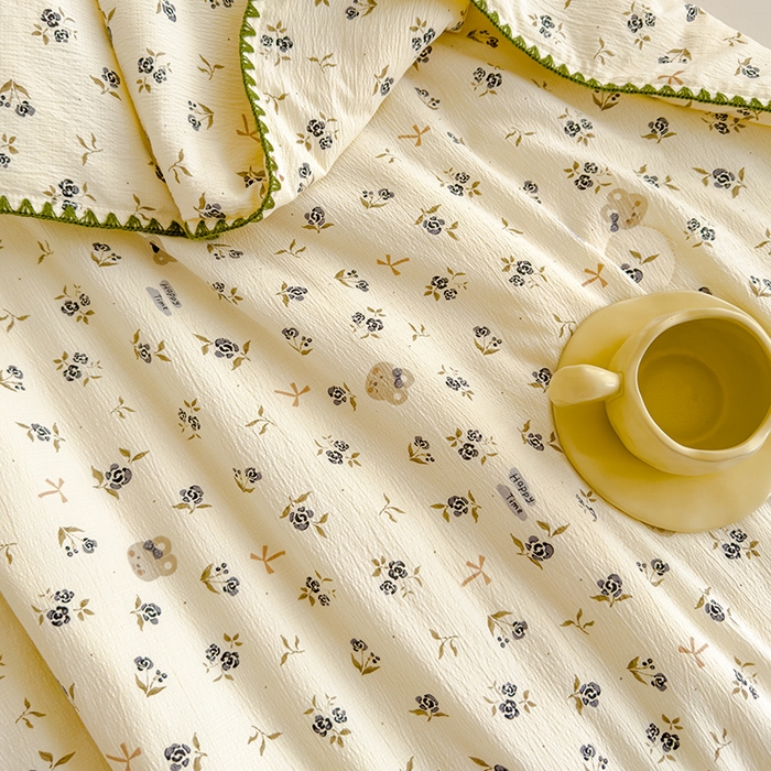 91家纺网 家纺一手货源 找家纺 星巴k家纺 2025新款贝壳绣三角针花边工艺款贝壳边夏被夏凉被空调被四件套【可提供买家秀】 风铃小熊