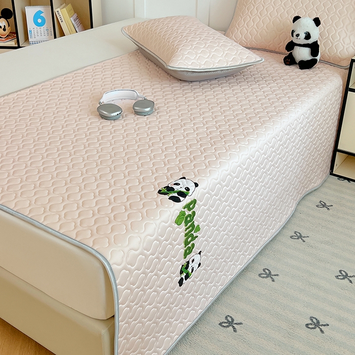 91家纺网 家纺一手货源 找家纺 缦纱 2025新款凉感丝加厚凉席夏季冰丝凉席 樱花粉