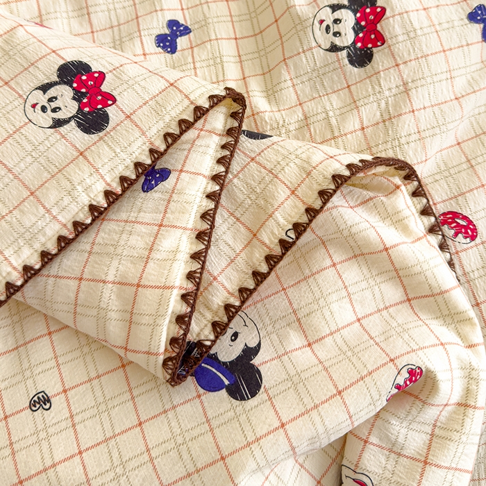 91家纺网 家纺一手货源 找家纺 星巴k家纺 2025新款贝壳绣三角针花边工艺款贝壳边夏被夏凉被空调被四件套【可提供买家秀】 格子米奇