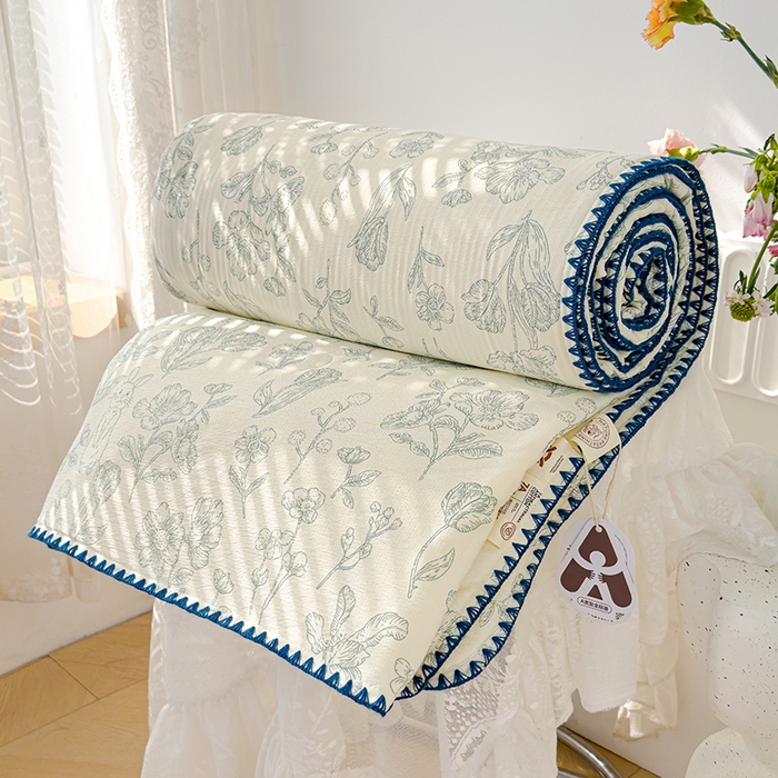 91家纺网 家纺一手货源 找家纺 星巴k家纺 2025新款贝壳绣三角针花边工艺款贝壳边夏被夏凉被空调被四件套【可提供买家秀】 海像森林