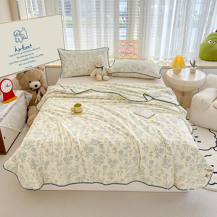 91家纺网 家纺一手货源 找家纺 星巴k家纺 2025新款贝壳绣三角针花边工艺款贝壳边夏被夏凉被空调被四件套【可提供买家秀】 海像森林