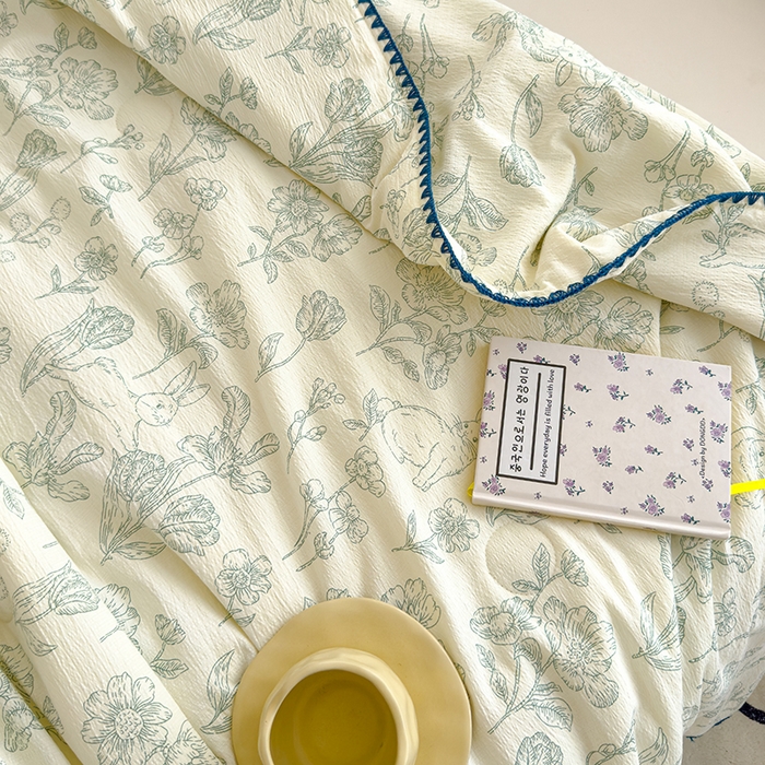 91家纺网 家纺一手货源 找家纺 星巴k家纺 2025新款贝壳绣三角针花边工艺款贝壳边夏被夏凉被空调被四件套【可提供买家秀】 海像森林