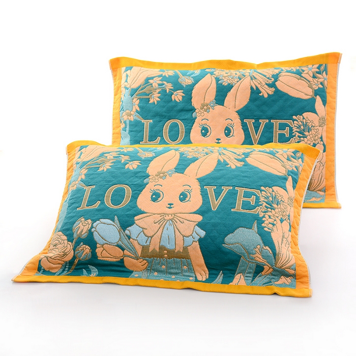 91家纺网 家纺一手货源 找家纺 （总）彩虹毛巾2025新款直播跑量卡通枕巾三层纱布枕巾纯棉盖巾枕头巾隔脏枕套提花色织枕巾一对装