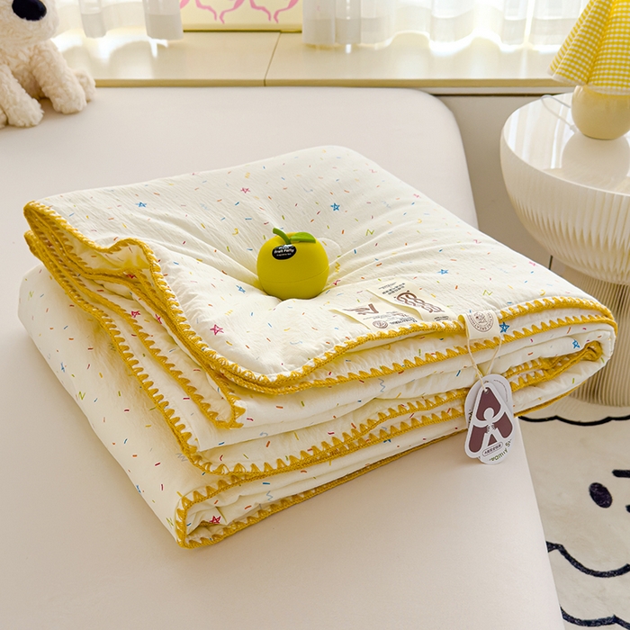 星巴k家纺 2025新款贝壳绣三角针花边工艺款贝壳边夏被夏凉被空调被四件套【可提供买家秀】 蜡笔画