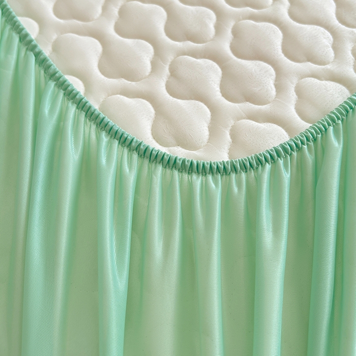 91家纺网 家纺一手货源 找家纺 缦纱 2025新款凉感丝凉席床笠夏季加厚冰丝凉席床笠 豆绿