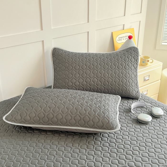 91家纺网 家纺一手货源 找家纺 缦纱 2025新款凉感丝凉席床笠夏季加厚冰丝凉席床笠 高级灰