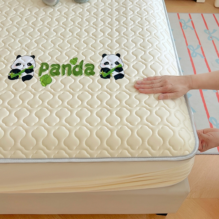 91家纺网 家纺一手货源 找家纺 缦纱 2025新款凉感丝凉席床笠夏季加厚冰丝凉席床笠 奶油黄