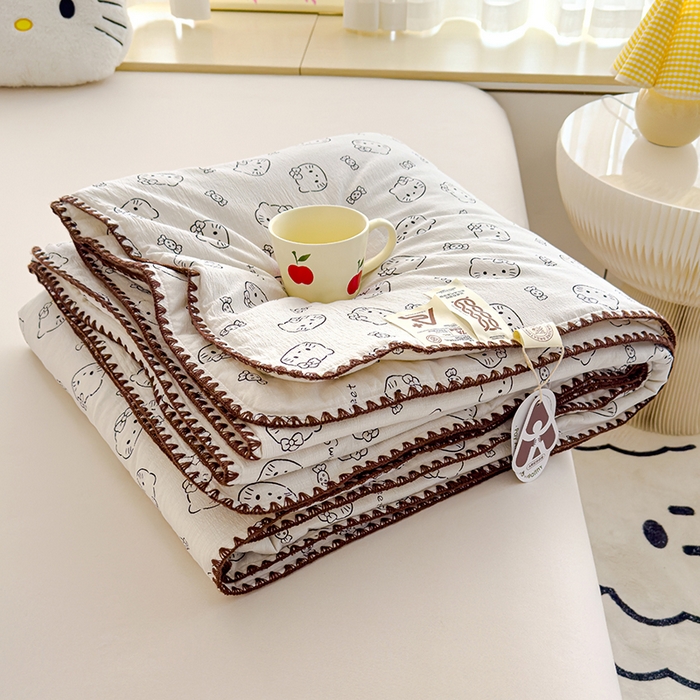 星巴k家纺 2025新款贝壳绣三角针花边工艺款贝壳边夏被夏凉被空调被四件套【可提供买家秀】 猫咪恋人