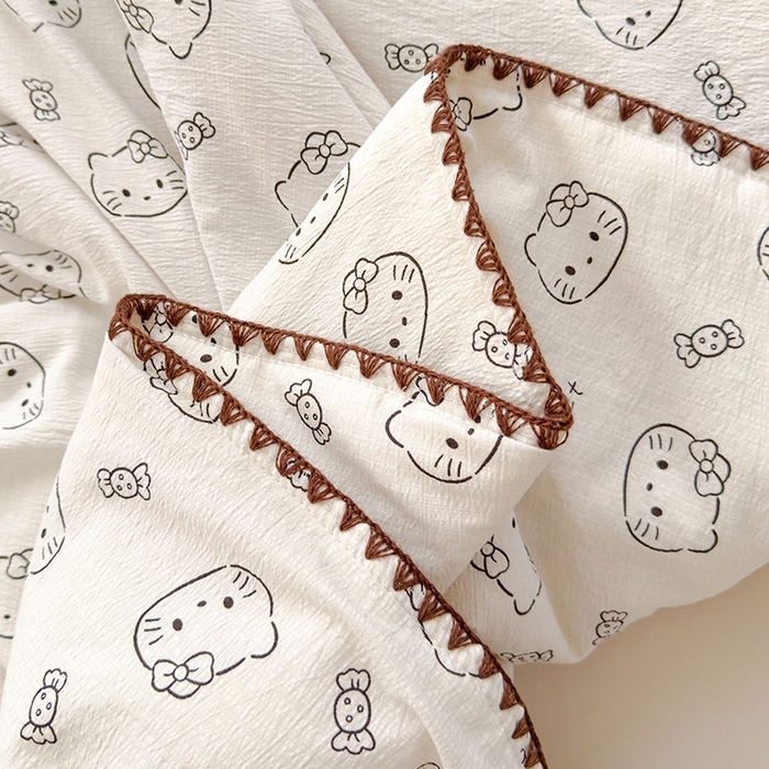 91家纺网 家纺一手货源 找家纺 星巴k家纺 2025新款贝壳绣三角针花边工艺款贝壳边夏被夏凉被空调被四件套【可提供买家秀】 猫咪恋人