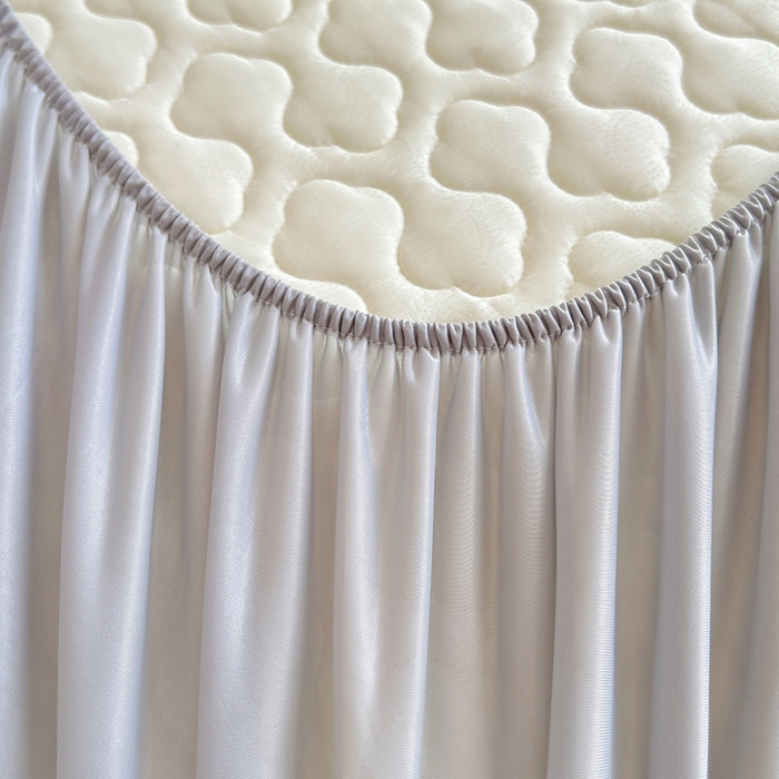 91家纺网 家纺一手货源 找家纺 缦纱 2025新款凉感丝凉席床笠夏季加厚冰丝凉席床笠 浅灰