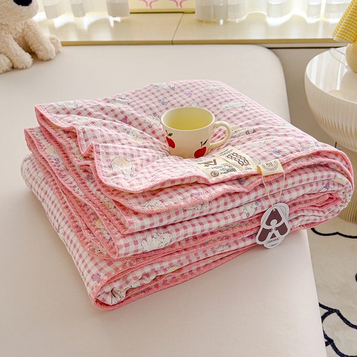 星巴k家纺 2025新款贝壳绣三角针花边工艺款贝壳边夏被夏凉被空调被四件套【可提供买家秀】 猫咪晚宴