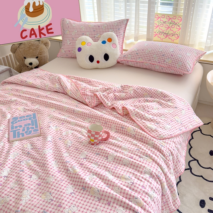 91家纺网 家纺一手货源 找家纺 星巴k家纺 2025新款贝壳绣三角针花边工艺款贝壳边夏被夏凉被空调被四件套【可提供买家秀】 猫咪晚宴