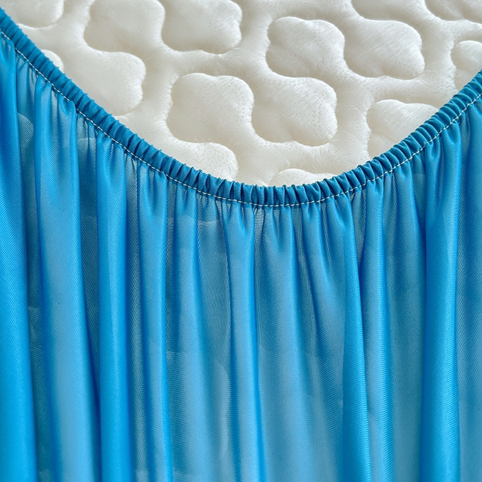 91家纺网 家纺一手货源 找家纺 缦纱 2025新款凉感丝凉席床笠夏季加厚冰丝凉席床笠 深海蓝