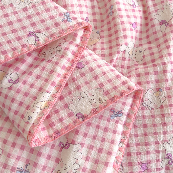 91家纺网 家纺一手货源 找家纺 星巴k家纺 2025新款贝壳绣三角针花边工艺款贝壳边夏被夏凉被空调被四件套【可提供买家秀】 猫咪晚宴