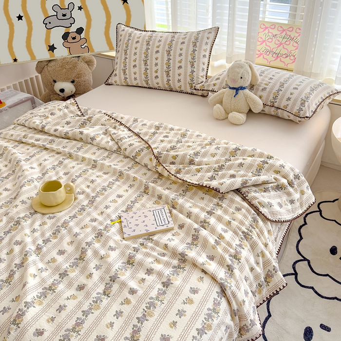 91家纺网 家纺一手货源 找家纺 星巴k家纺 2025新款贝壳绣三角针花边工艺款贝壳边夏被夏凉被空调被四件套【可提供买家秀】 玫瑰哒