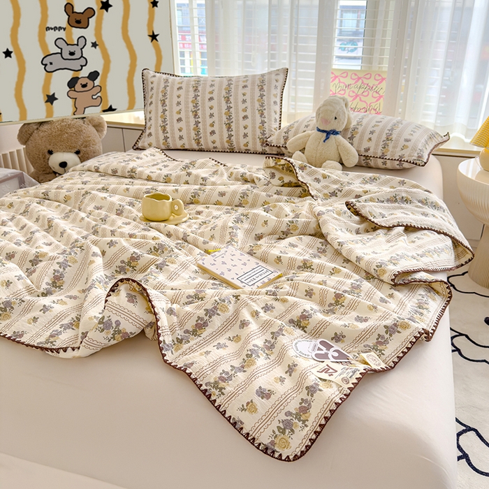 91家纺网 家纺一手货源 找家纺 星巴k家纺 2025新款贝壳绣三角针花边工艺款贝壳边夏被夏凉被空调被四件套【可提供买家秀】 玫瑰哒