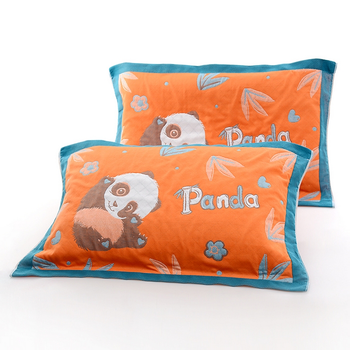 彩虹毛巾2025新款直播跑量卡通枕巾三层纱布枕巾纯棉盖巾枕头巾隔脏枕套提花色织枕巾一对装 卡通风05