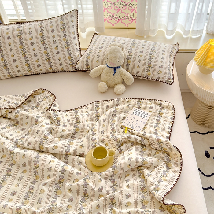 91家纺网 家纺一手货源 找家纺 星巴k家纺 2025新款贝壳绣三角针花边工艺款贝壳边夏被夏凉被空调被四件套【可提供买家秀】 玫瑰哒