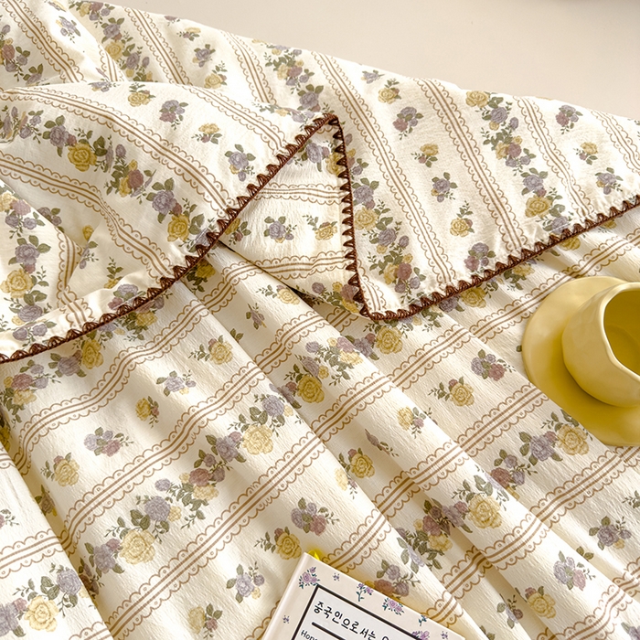 91家纺网 家纺一手货源 找家纺 星巴k家纺 2025新款贝壳绣三角针花边工艺款贝壳边夏被夏凉被空调被四件套【可提供买家秀】 玫瑰哒