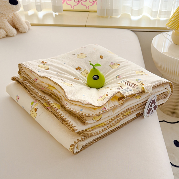 星巴k家纺 2025新款贝壳绣三角针花边工艺款贝壳边夏被夏凉被空调被四件套【可提供买家秀】 奶罐布丁