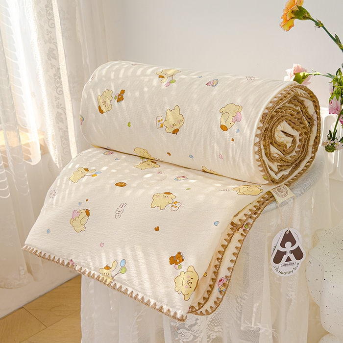 91家纺网 家纺一手货源 找家纺 星巴k家纺 2025新款贝壳绣三角针花边工艺款贝壳边夏被夏凉被空调被四件套【可提供买家秀】 奶罐布丁