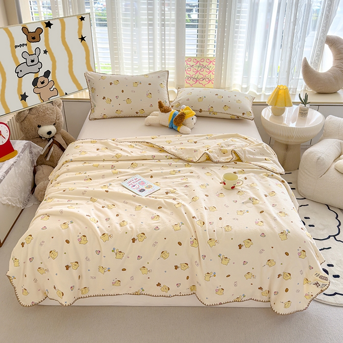 91家纺网 家纺一手货源 找家纺 星巴k家纺 2025新款贝壳绣三角针花边工艺款贝壳边夏被夏凉被空调被四件套【可提供买家秀】 奶罐布丁