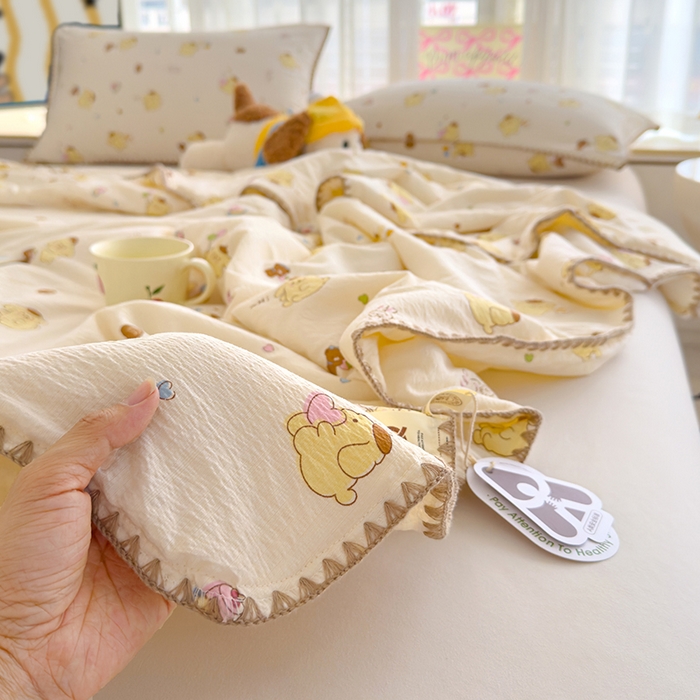 91家纺网 家纺一手货源 找家纺 星巴k家纺 2025新款贝壳绣三角针花边工艺款贝壳边夏被夏凉被空调被四件套【可提供买家秀】 奶罐布丁