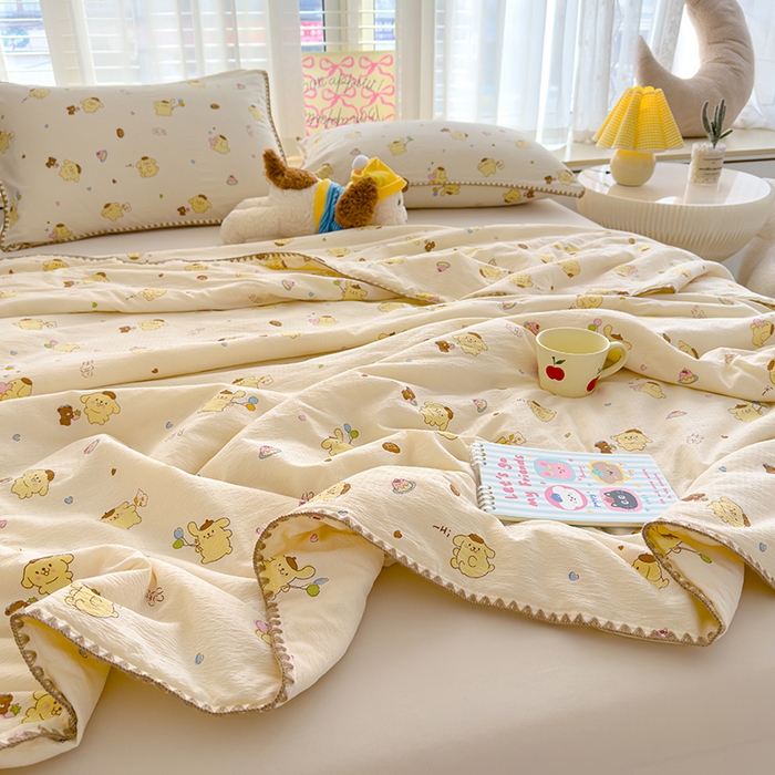 91家纺网 家纺一手货源 找家纺 星巴k家纺 2025新款贝壳绣三角针花边工艺款贝壳边夏被夏凉被空调被四件套【可提供买家秀】 奶罐布丁