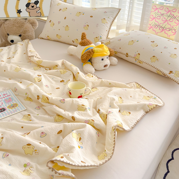 91家纺网 家纺一手货源 找家纺 星巴k家纺 2025新款贝壳绣三角针花边工艺款贝壳边夏被夏凉被空调被四件套【可提供买家秀】 奶罐布丁