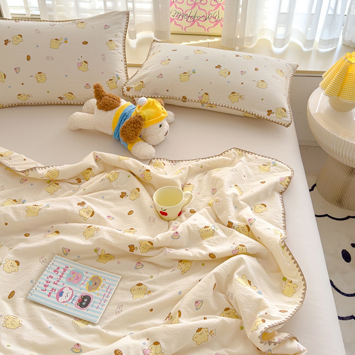 91家纺网 家纺一手货源 找家纺 星巴k家纺 2025新款贝壳绣三角针花边工艺款贝壳边夏被夏凉被空调被四件套【可提供买家秀】 奶罐布丁