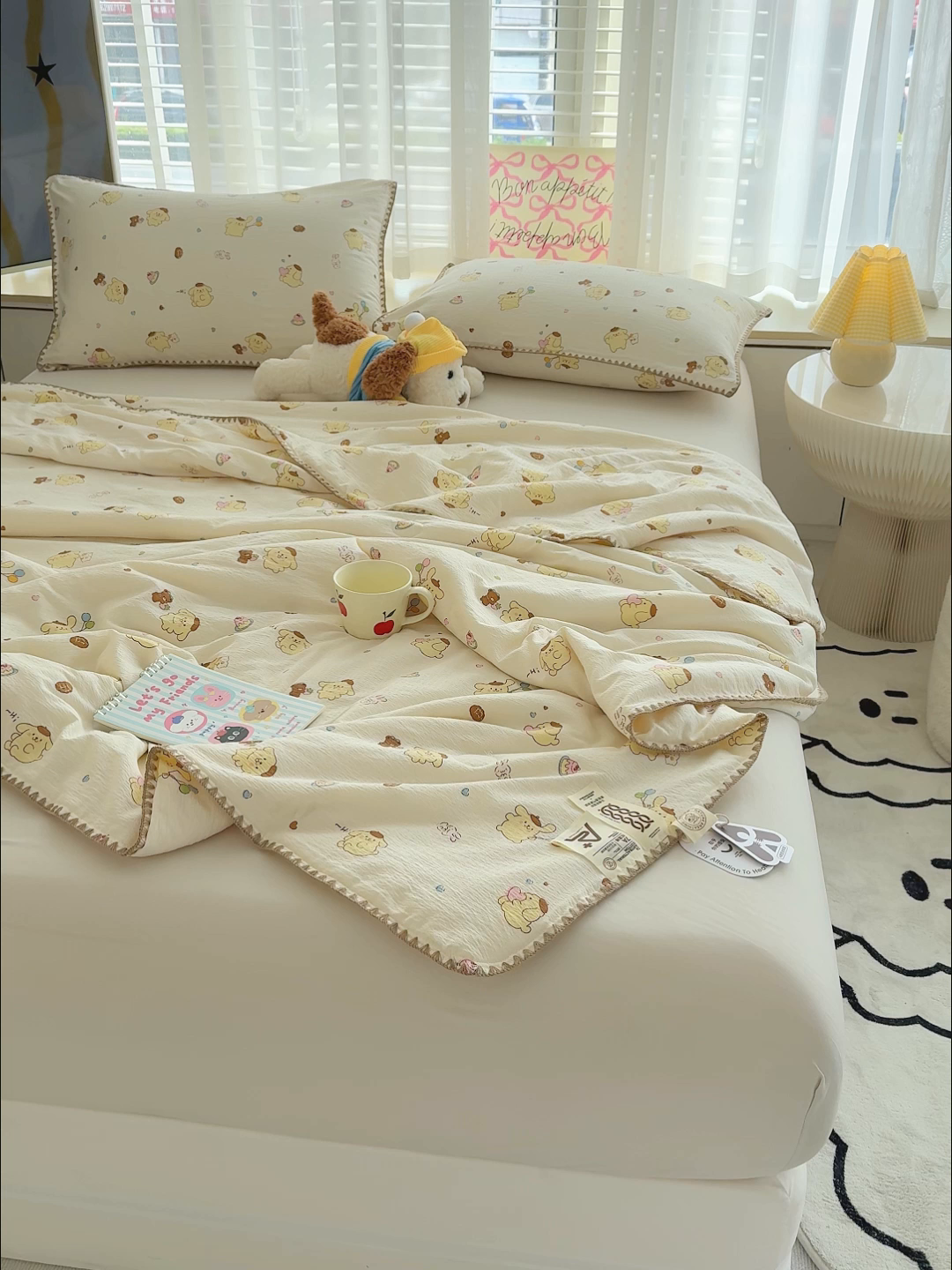 91家纺网 家纺一手货源 找家纺 星巴k家纺 2025新款贝壳绣三角针花边工艺款贝壳边夏被夏凉被空调被四件套【可提供买家秀】 奶罐布丁