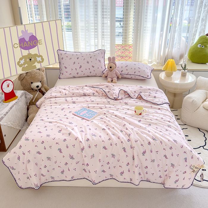 91家纺网 家纺一手货源 找家纺 星巴k家纺 2025新款贝壳绣三角针花边工艺款贝壳边夏被夏凉被空调被四件套【可提供买家秀】 葡萄微甜