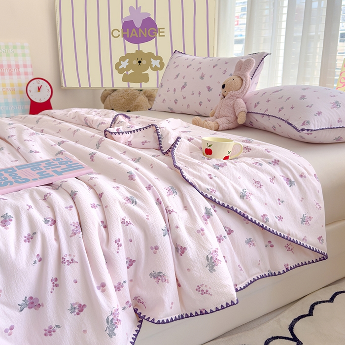 91家纺网 家纺一手货源 找家纺 星巴k家纺 2025新款贝壳绣三角针花边工艺款贝壳边夏被夏凉被空调被四件套【可提供买家秀】 葡萄微甜