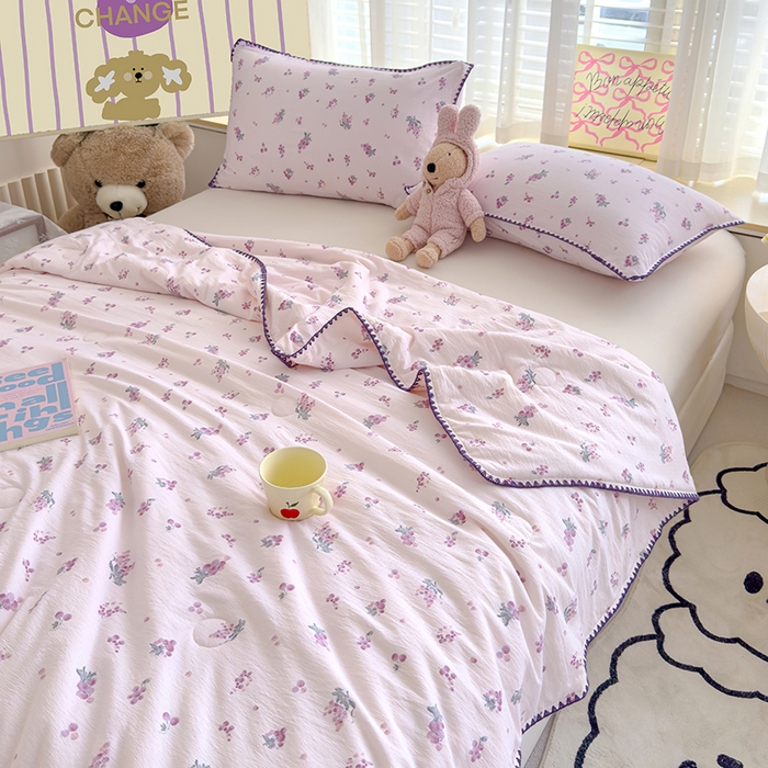 91家纺网 家纺一手货源 找家纺 星巴k家纺 2025新款贝壳绣三角针花边工艺款贝壳边夏被夏凉被空调被四件套【可提供买家秀】 葡萄微甜