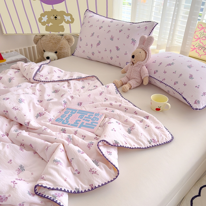 91家纺网 家纺一手货源 找家纺 星巴k家纺 2025新款贝壳绣三角针花边工艺款贝壳边夏被夏凉被空调被四件套【可提供买家秀】 葡萄微甜