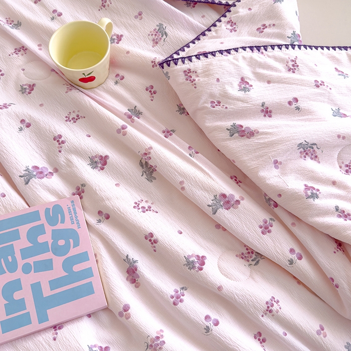 91家纺网 家纺一手货源 找家纺 星巴k家纺 2025新款贝壳绣三角针花边工艺款贝壳边夏被夏凉被空调被四件套【可提供买家秀】 葡萄微甜