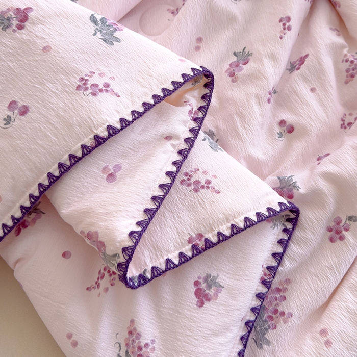 91家纺网 家纺一手货源 找家纺 星巴k家纺 2025新款贝壳绣三角针花边工艺款贝壳边夏被夏凉被空调被四件套【可提供买家秀】 葡萄微甜