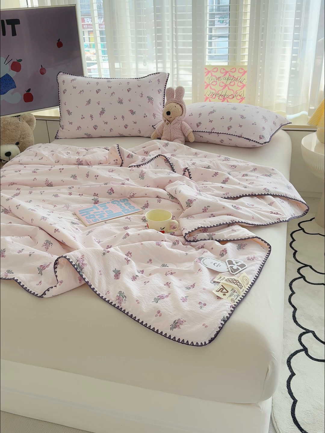 91家纺网 家纺一手货源 找家纺 星巴k家纺 2025新款贝壳绣三角针花边工艺款贝壳边夏被夏凉被空调被四件套【可提供买家秀】 葡萄微甜
