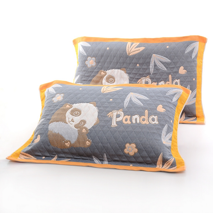 彩虹毛巾2025新款直播跑量卡通枕巾三层纱布枕巾纯棉盖巾枕头巾隔脏枕套提花色织枕巾一对装 卡通风06