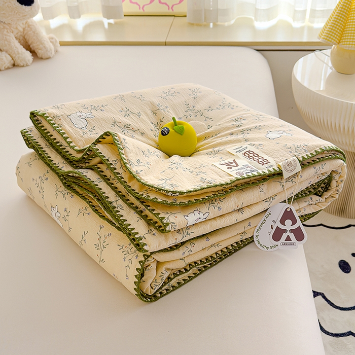 星巴k家纺 2025新款贝壳绣三角针花边工艺款贝壳边夏被夏凉被空调被四件套【可提供买家秀】 森田小兔