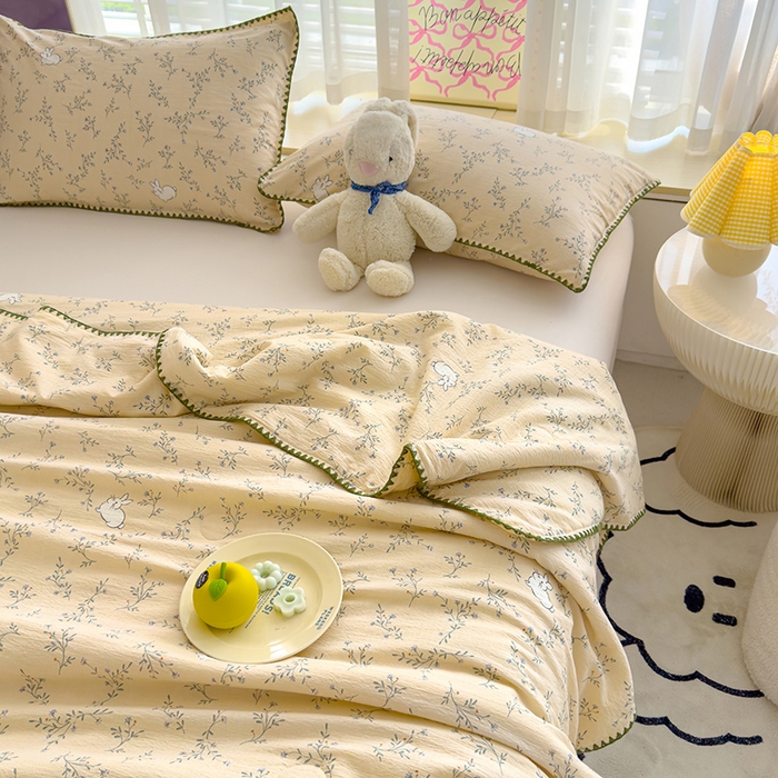 91家纺网 家纺一手货源 找家纺 星巴k家纺 2025新款贝壳绣三角针花边工艺款贝壳边夏被夏凉被空调被四件套【可提供买家秀】 森田小兔